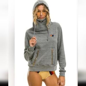 Aviator Nation Ninja Pullover Hoodie Womens XS Gray Soft Relaxed Fit G